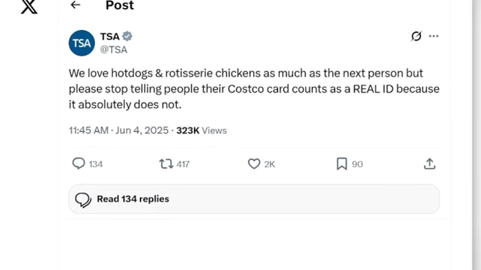TSA warns 'Costco cards don't count' as REAL IDs