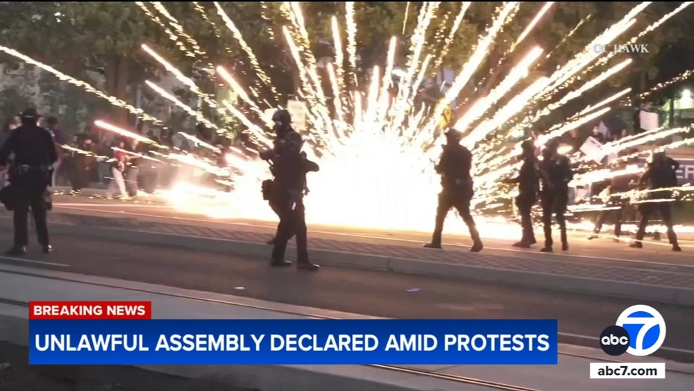 Unlawful assembly declared as tensions flare at Santa Ana protest