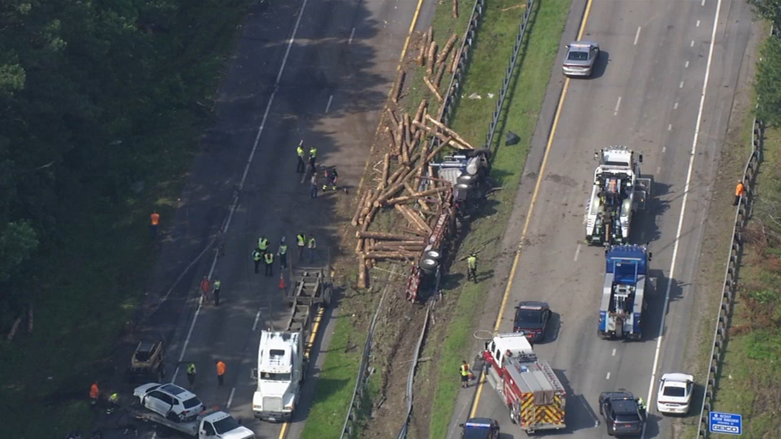 Part of I-85 reopens in both directions due to overturned log truck ...