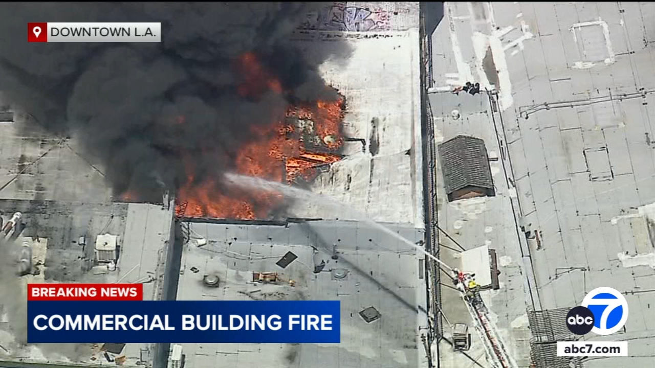 Firefighters battling large fire at commercial building in downtown LA