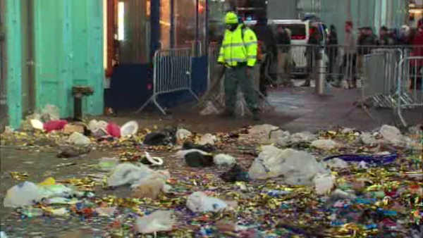 Crews clean up Times Square following New Year's Eve celebration