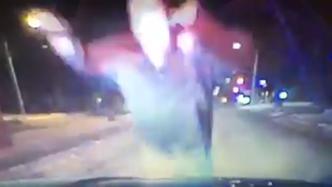 Drunk man dives onto police car, breaks windshield