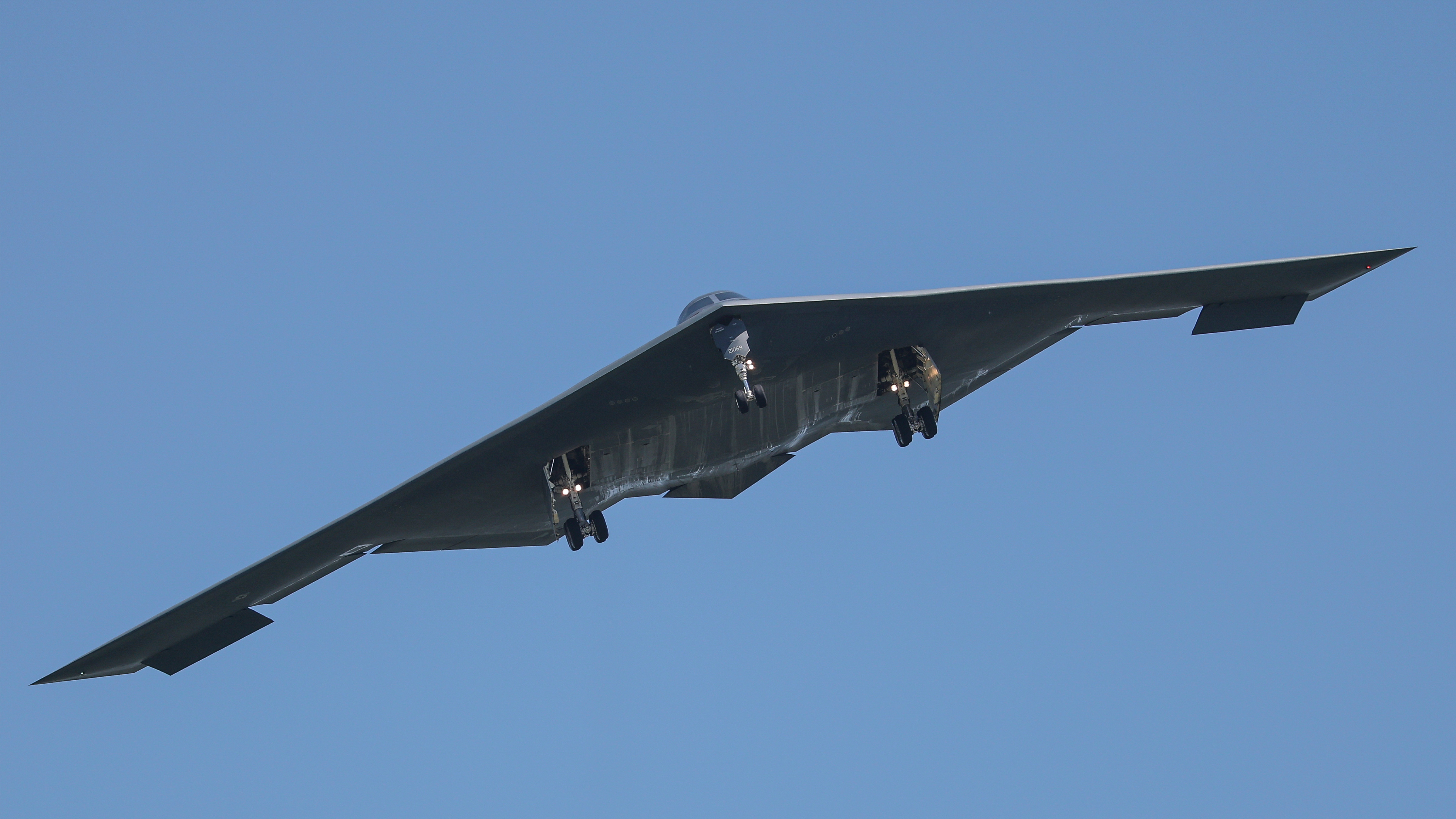 A B-2 bomber arrives at Whiteman Air Force Base Mo., Sunday, June 22, 2025.
