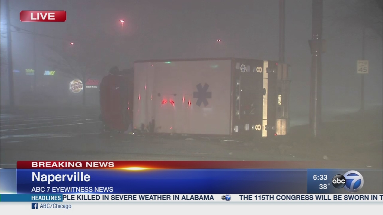 Ambulance rolls over in Naperville