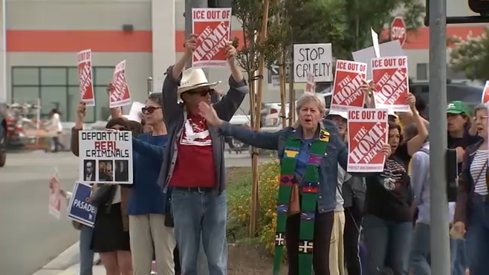 Pasadena protesters rally against federal immigration raids outside of ...
