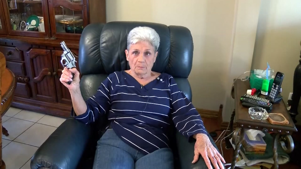 Pistol-packing granny scares off armed intruder