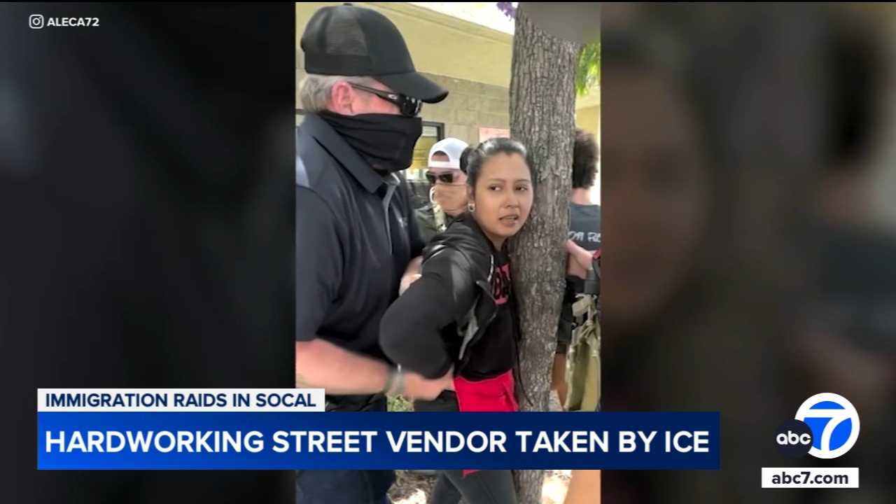 Bystanders try to help street vendor taken by ICE in Ladera Heights
