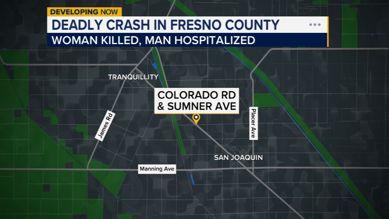 Woman killed, man hospitalized after motorcycle crashes into tractor in Fresno County, CHP says