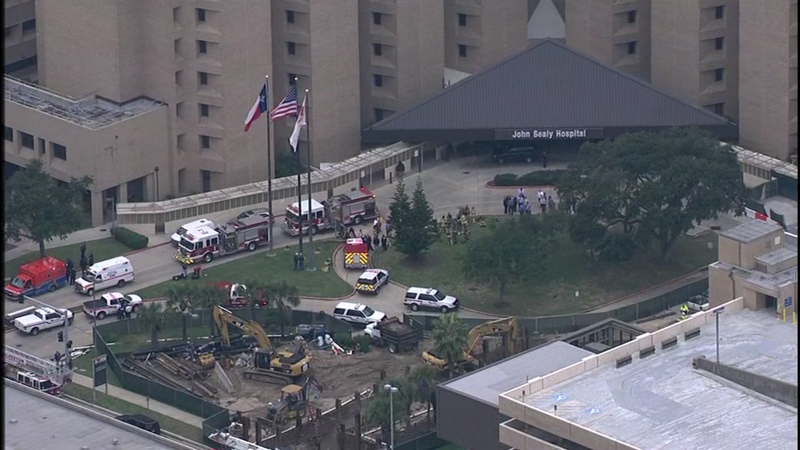 Firefighters evacuate John Sealy Hospital in Galveston due to a fire