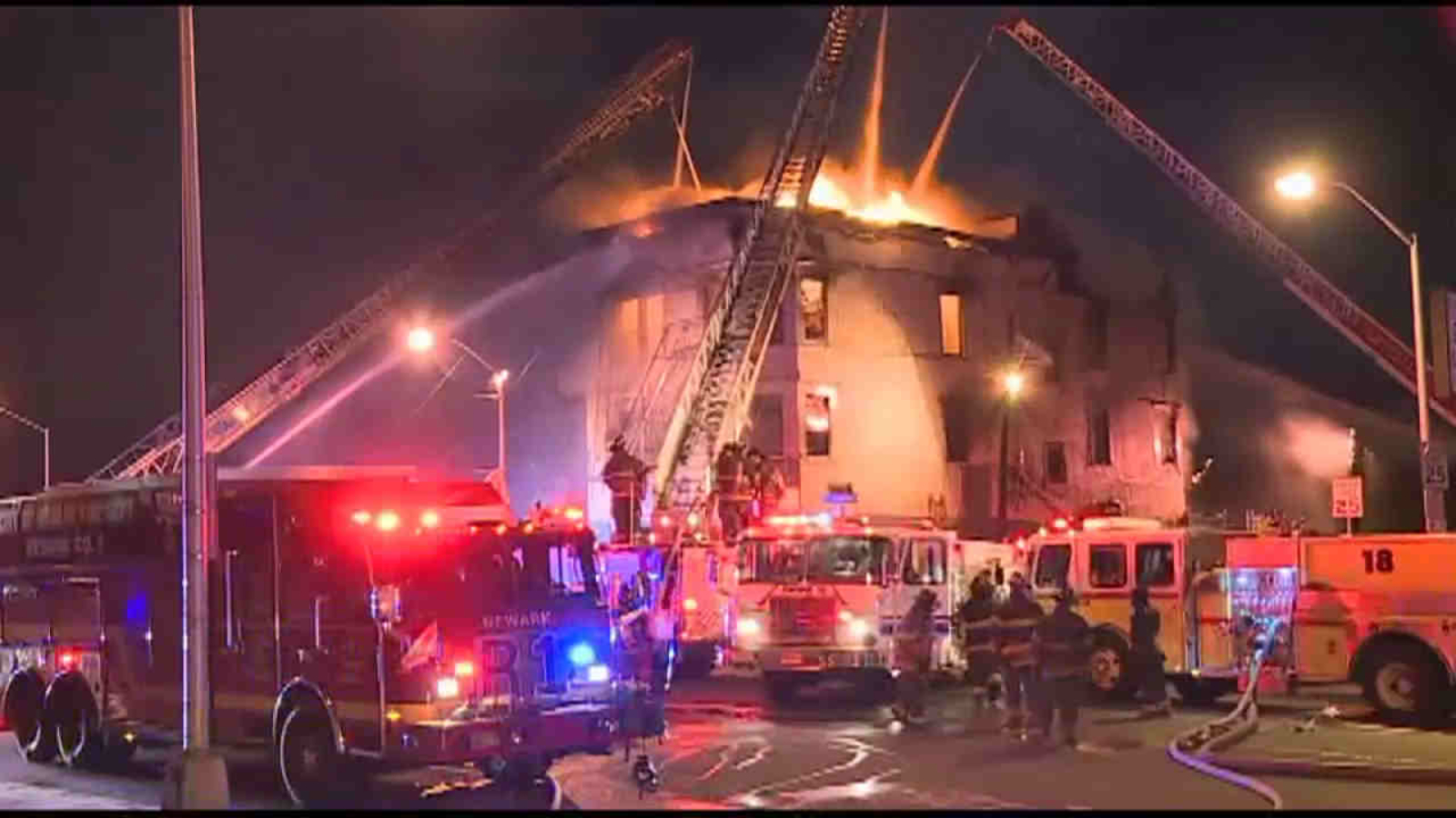 American Legion hall in Newark burning in two-alarm fire - ABC7 New York