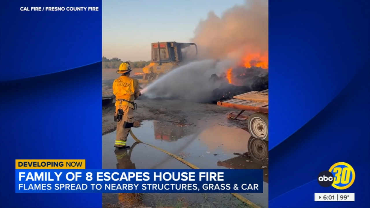 8 people, including children, displaced after fire burns down Fresno ...