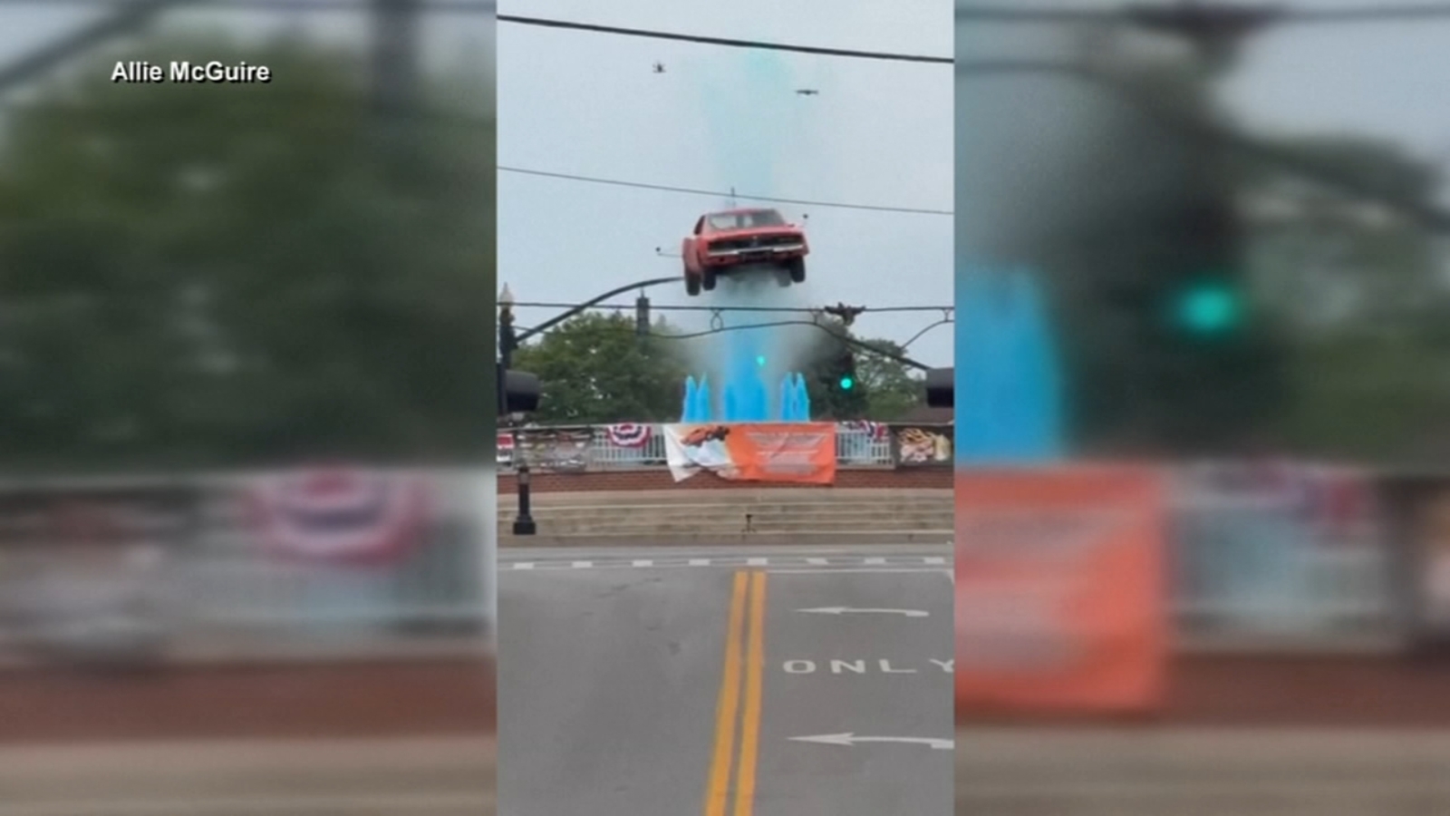 Replica of 'Dukes of Hazzard' car soars over fountain in Kentucky, video shows