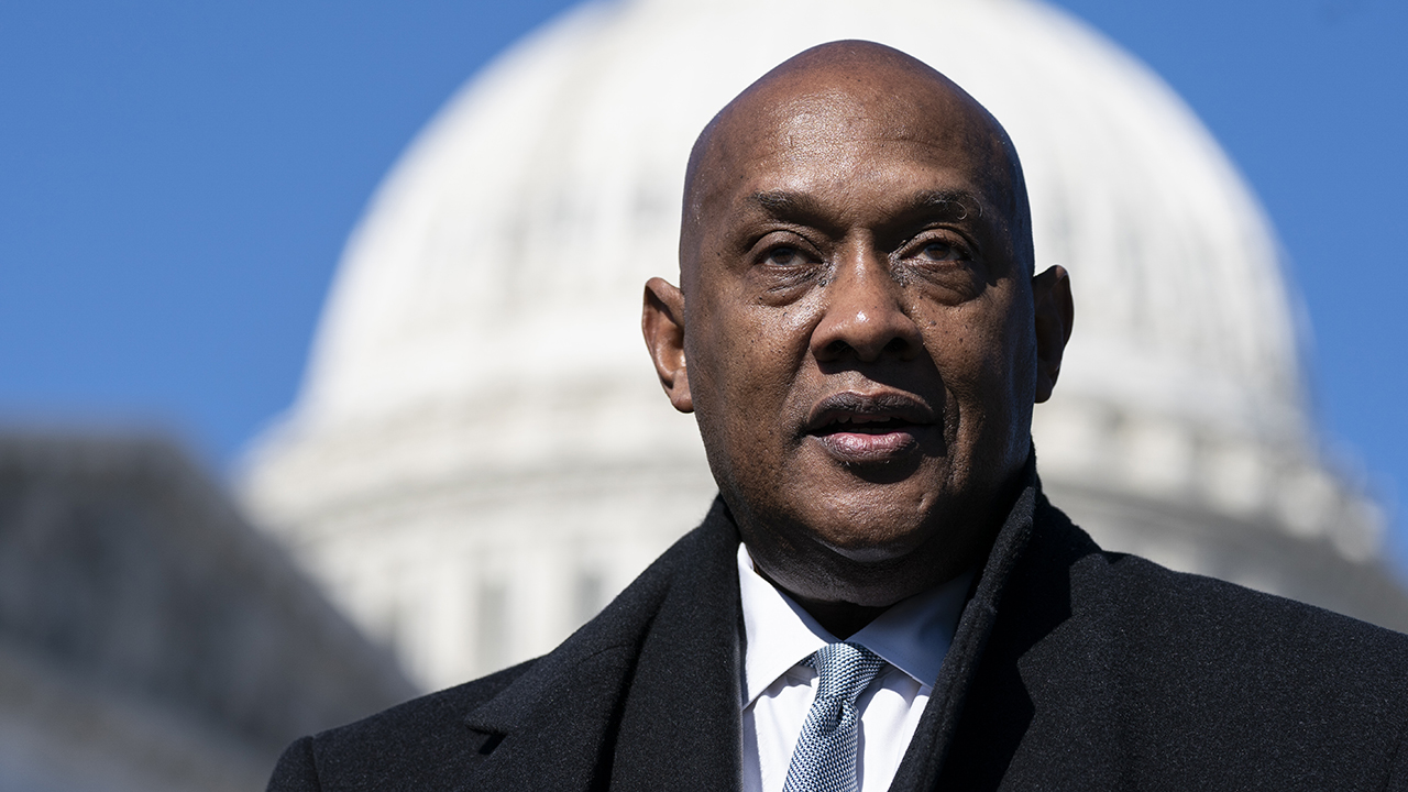 Rep. Dwight Evans speaks to reporters on Wednesday, Feb. 9, 2022, in Washington.