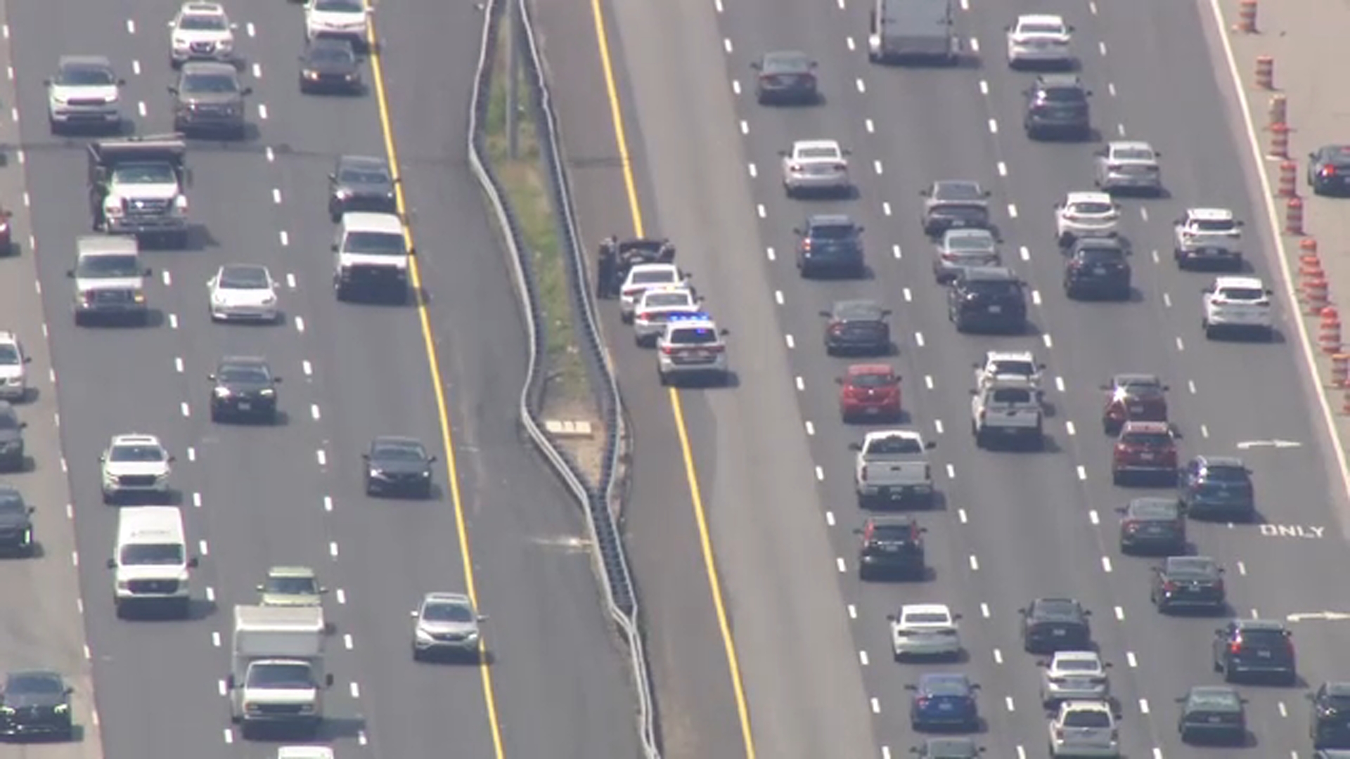 A lane of I-40 was closed as deputies took the two people into custody.