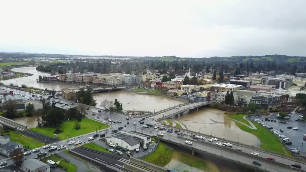 VIDEO: Drone captures Napa River rising during major Bay Area storm