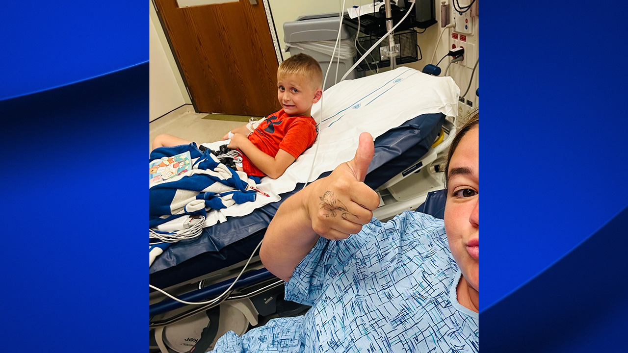 Brianna Pendley and her son, Landry, were in the emergency room due to injuries caused by a lightning strike.