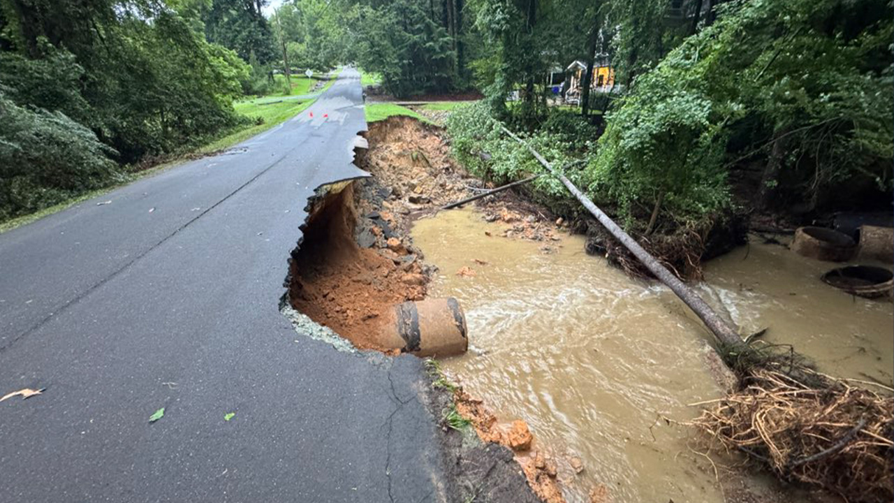 Due to overnight storms, Wave Road off of 15-501 has washed away and is impassable.