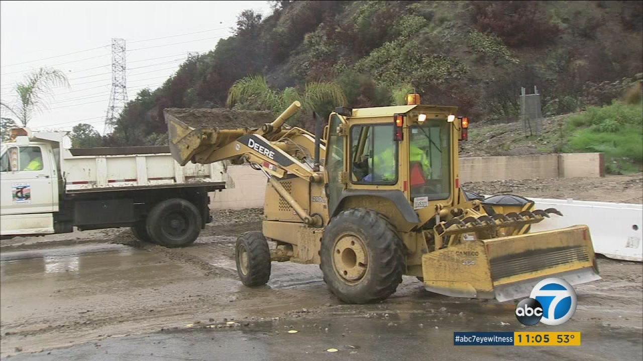Mud flows from hillsides above Duarte as storms pound SoCal