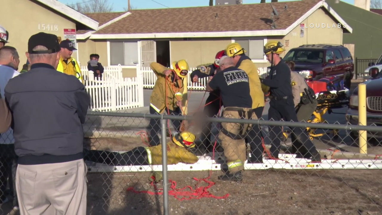 Boy rescued from 15-foot sinkhole in Victorville
