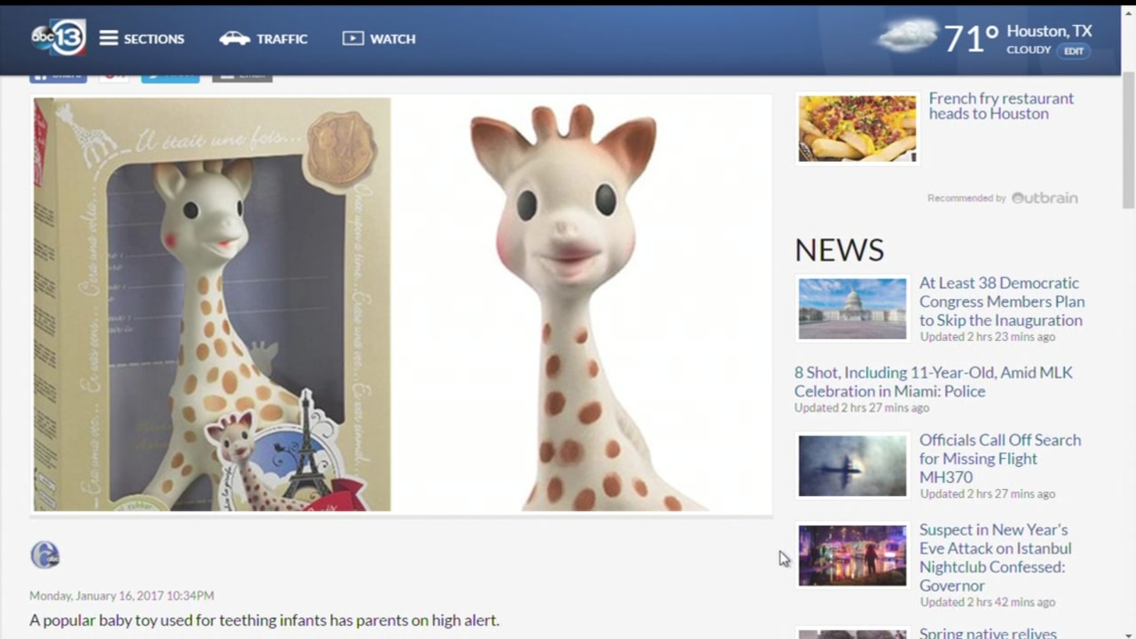Parents report mold in Sophie the Giraffe baby toy ABC13 Houston