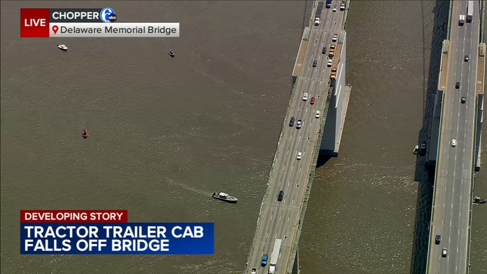 Search crews locate truck cab that plunged off Delaware Memorial Bridge