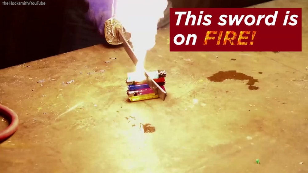 Watch as this hot sword slices things up