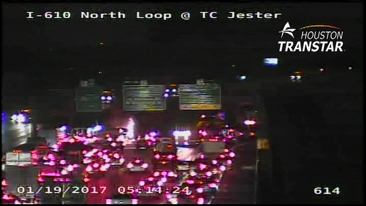 SUV fire on 610 N. Loop at TC Jester shuts down eastbound lanes