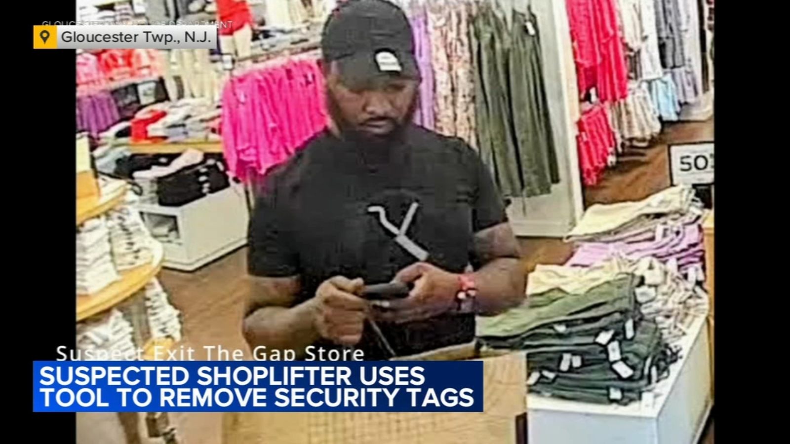 Suspect caught on camera stealing clothing from Gap store in Gloucester ...