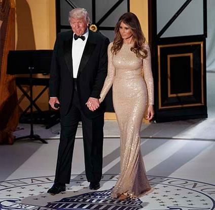 Melania trump 2025 gold dress