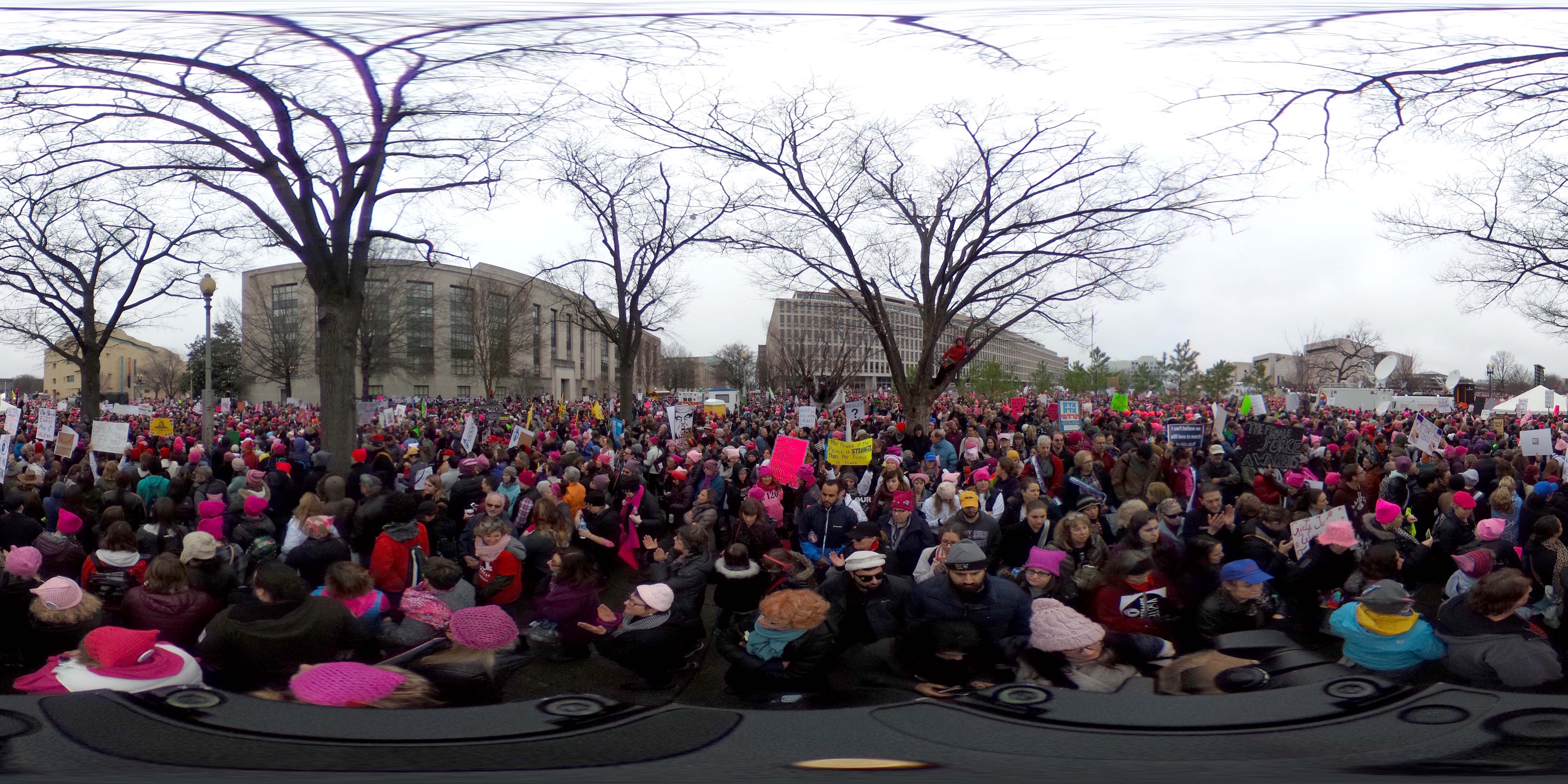 360 image of the Women's March on Washington rally. 