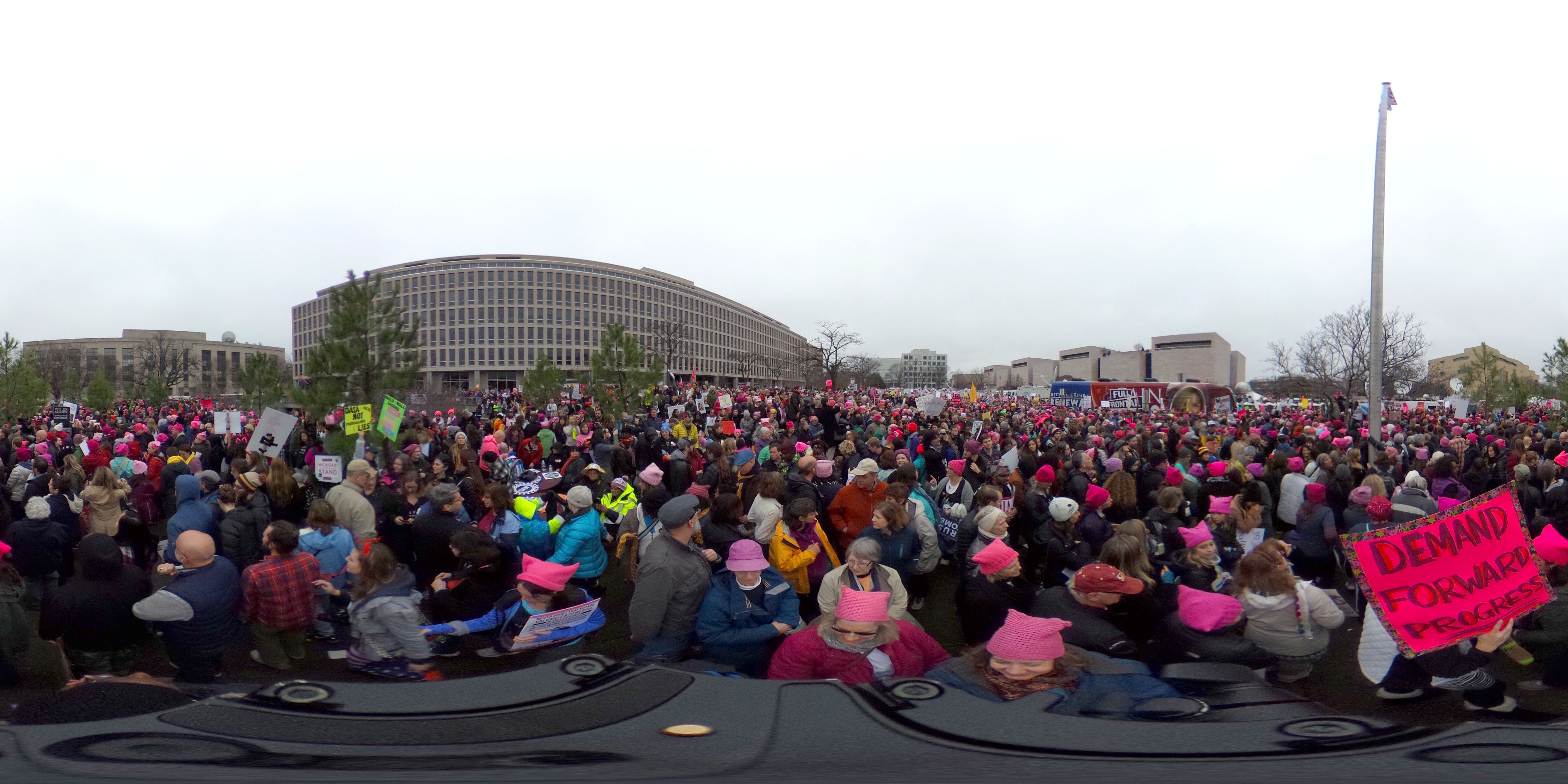 360 image of the Women's March on Washington rally. 