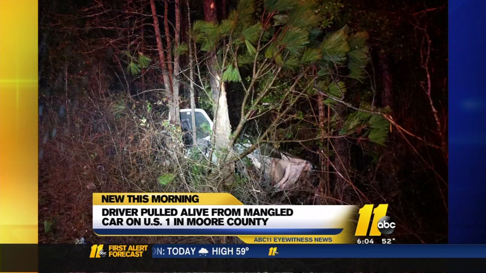 Driver rescued from mangled Moore County wreckage - ABC11 Raleigh-Durham
