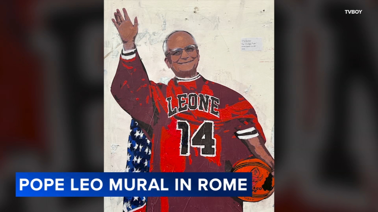 Street mural depicts Pope Leo in Bulls uniform, evoking Michael Jordan