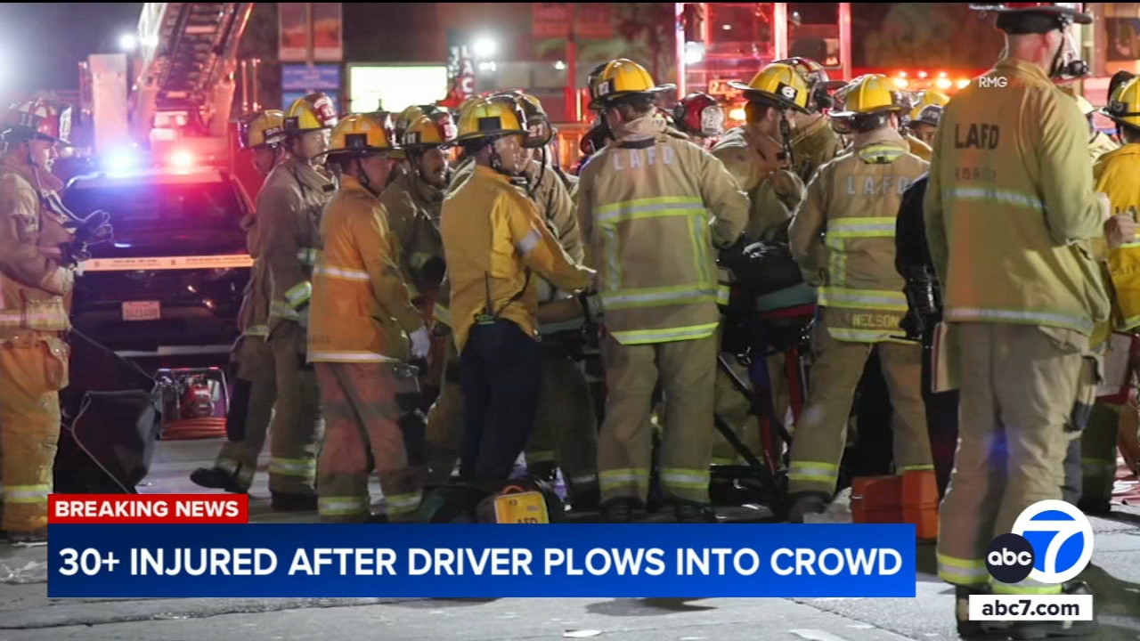 30 hurt after car plows into crowd in East Hollywood; driver is shot