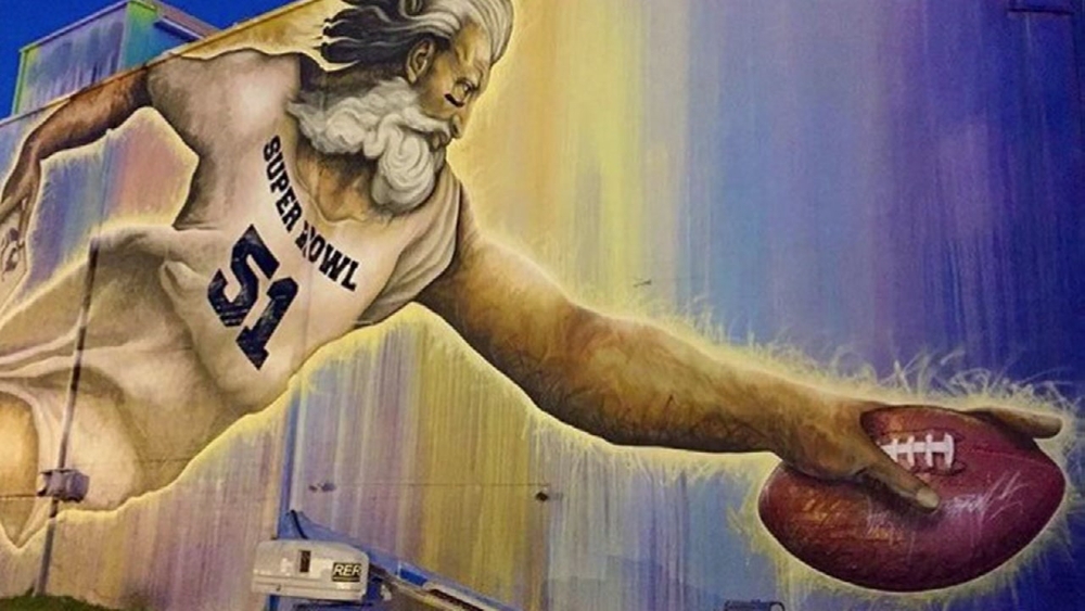 Popular Houston mural gets Super Bowl makeover