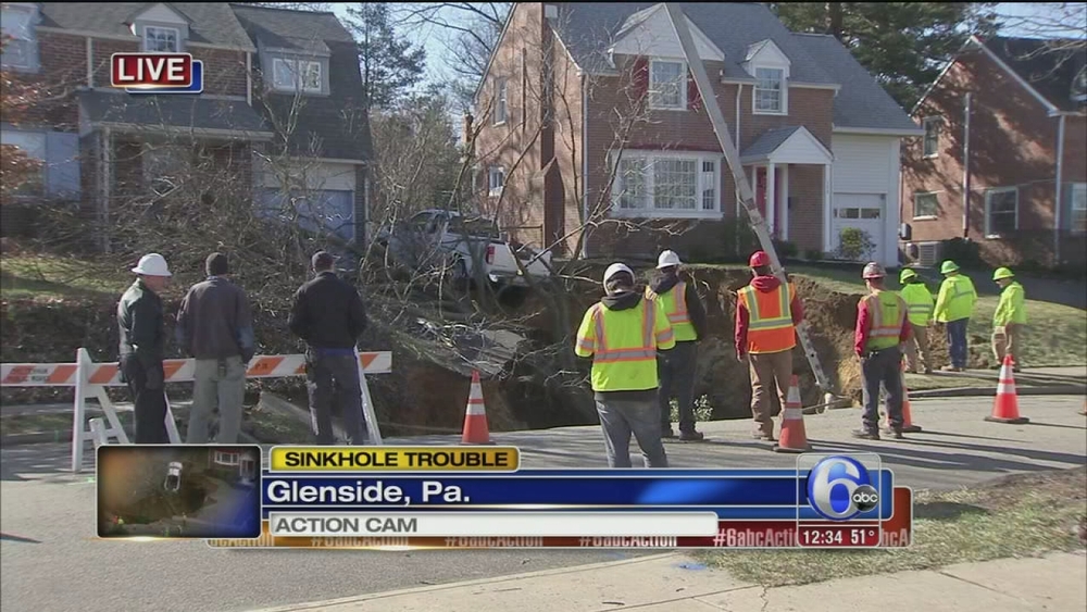 Massive sinkhole in Glenside, Pa.