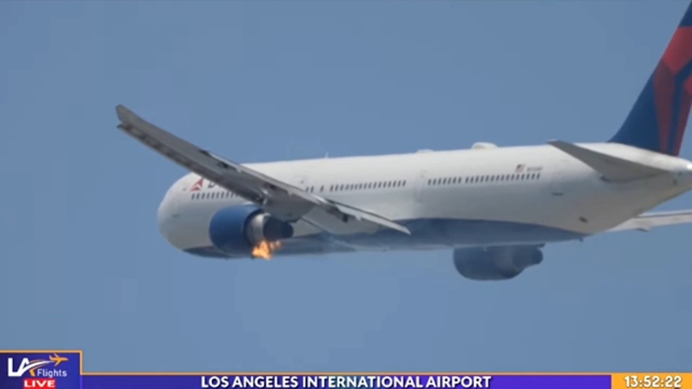 Video shows plane's engine burst into flames shortly after LAX takeoff