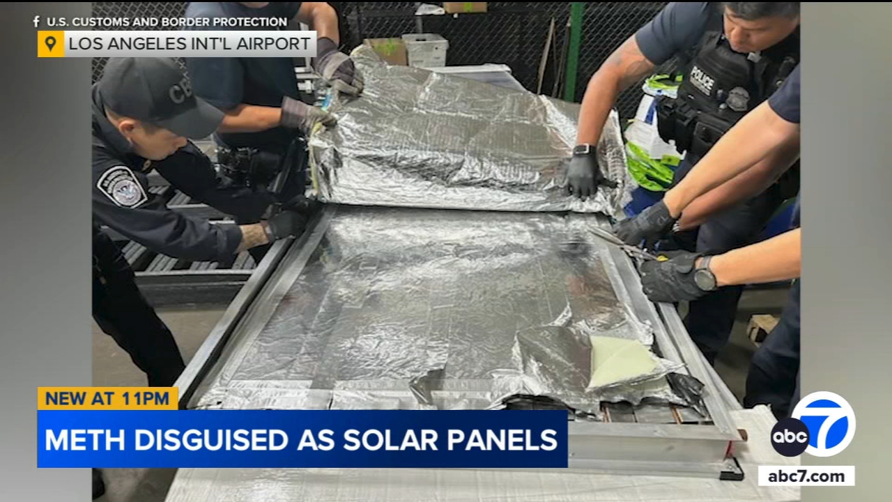 Nearly 300 pounds of meth disguised as solar panels seized at LAX