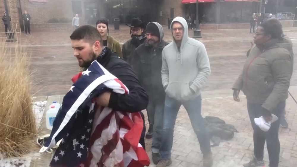 FedEx worker stops protest
