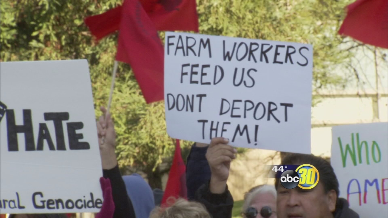 Activist gathered to protest President Trump's immigration actions outside Fresno's federal courthouse