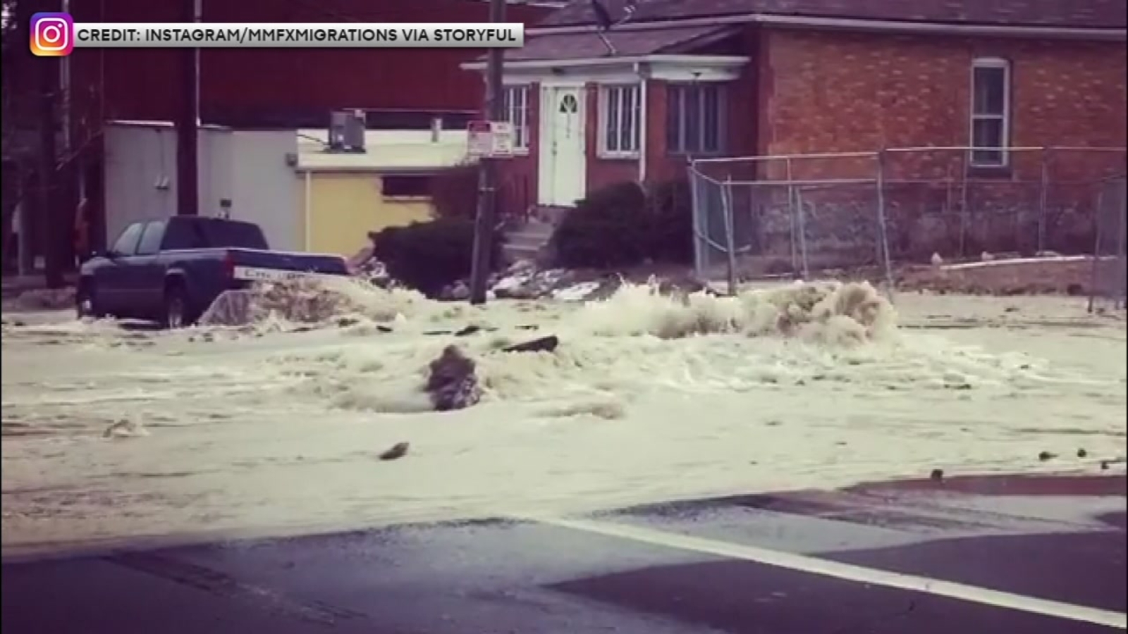 Water main break looks like flood on Denver street - ABC13 Houston