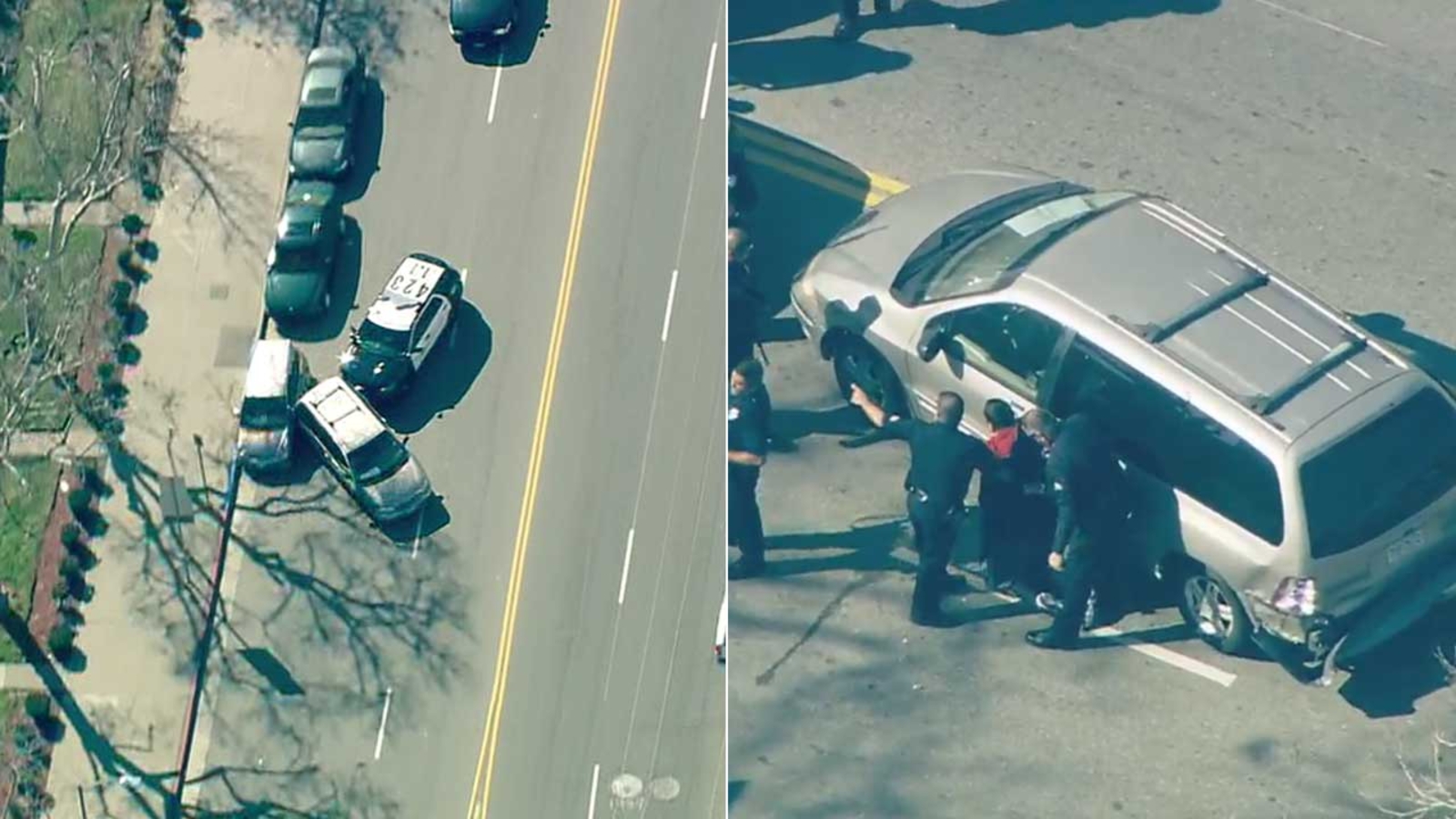 Chase ends with PIT maneuver in Chinatown - ABC7 Los Angeles