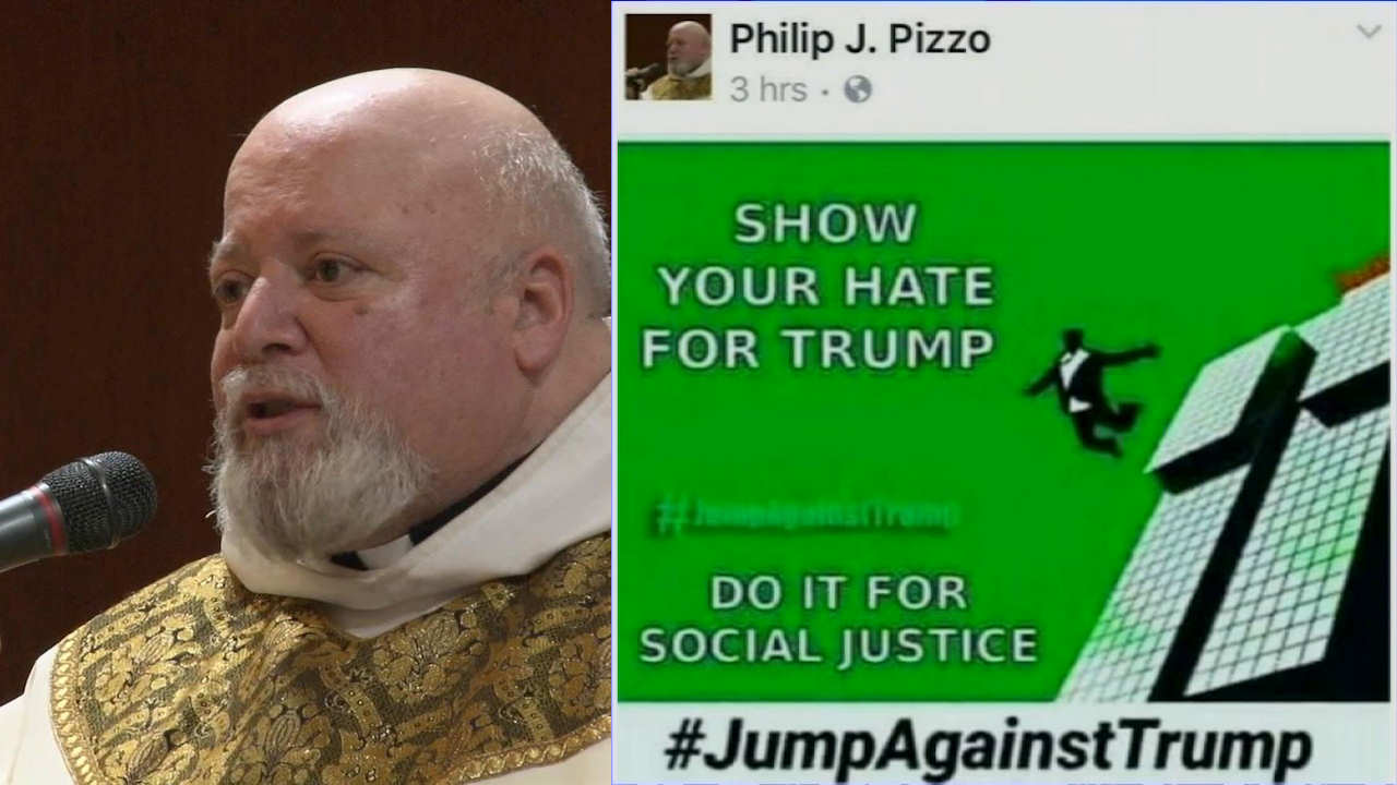 NYC priest: Pro-Trump meme showing falling man was joke