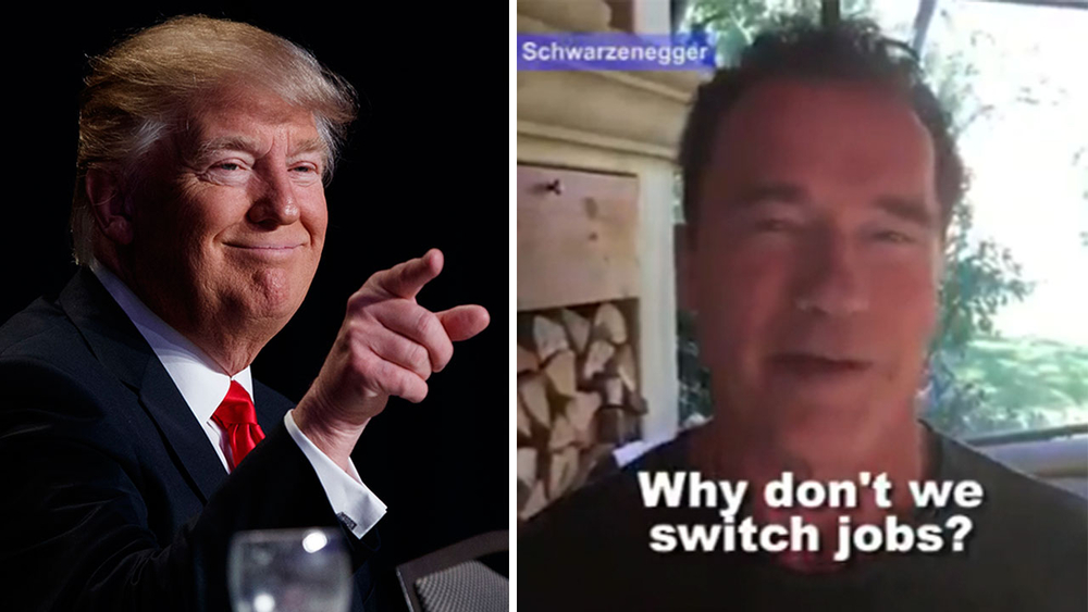 Schwarzenegger offers to switch jobs after President Trump's Apprentice dig