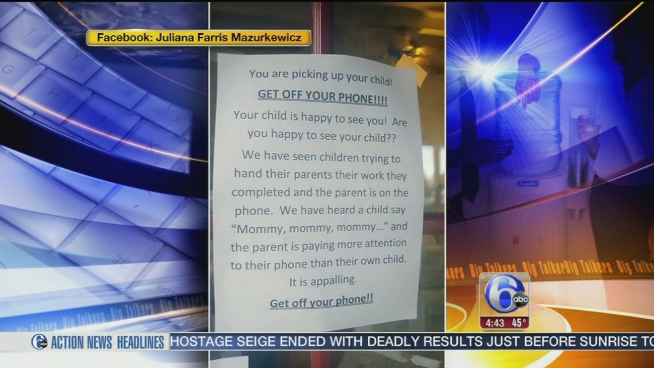 get off your phone daycare touches nerves with cellphone sign