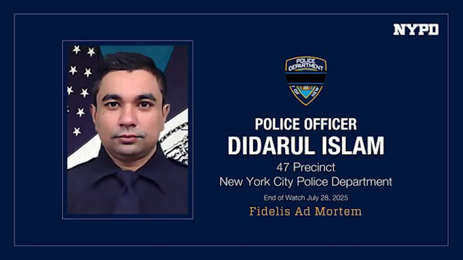 NYPD officer Didarul Islam killed in Manhattan shooting was father of 2