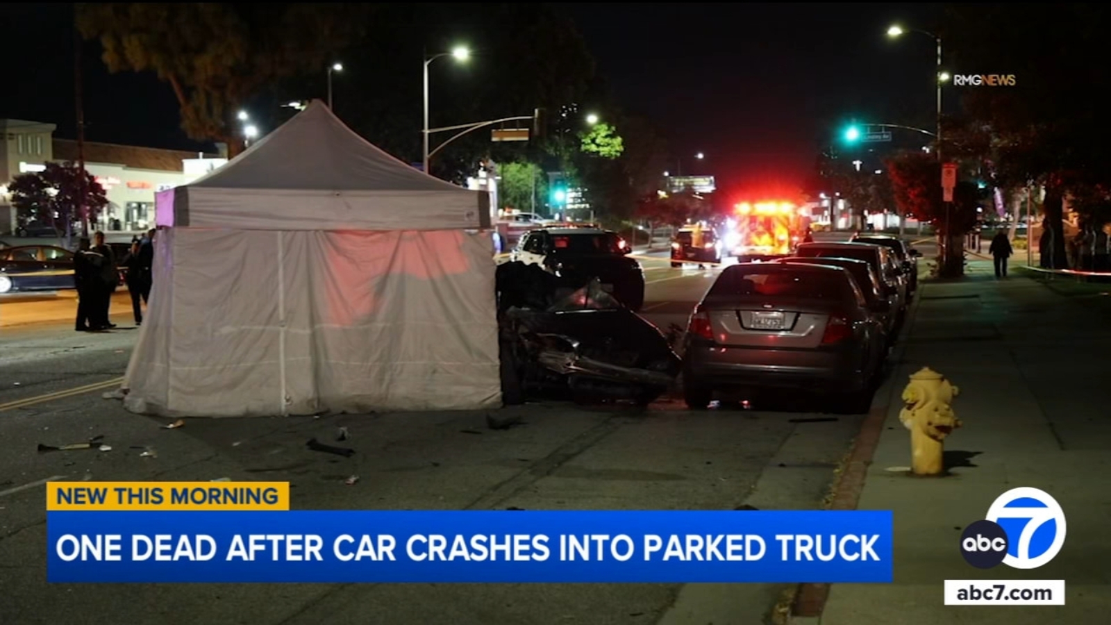 1 dead after car crashes into parked truck in Granada Hills - ABC7 Los ...