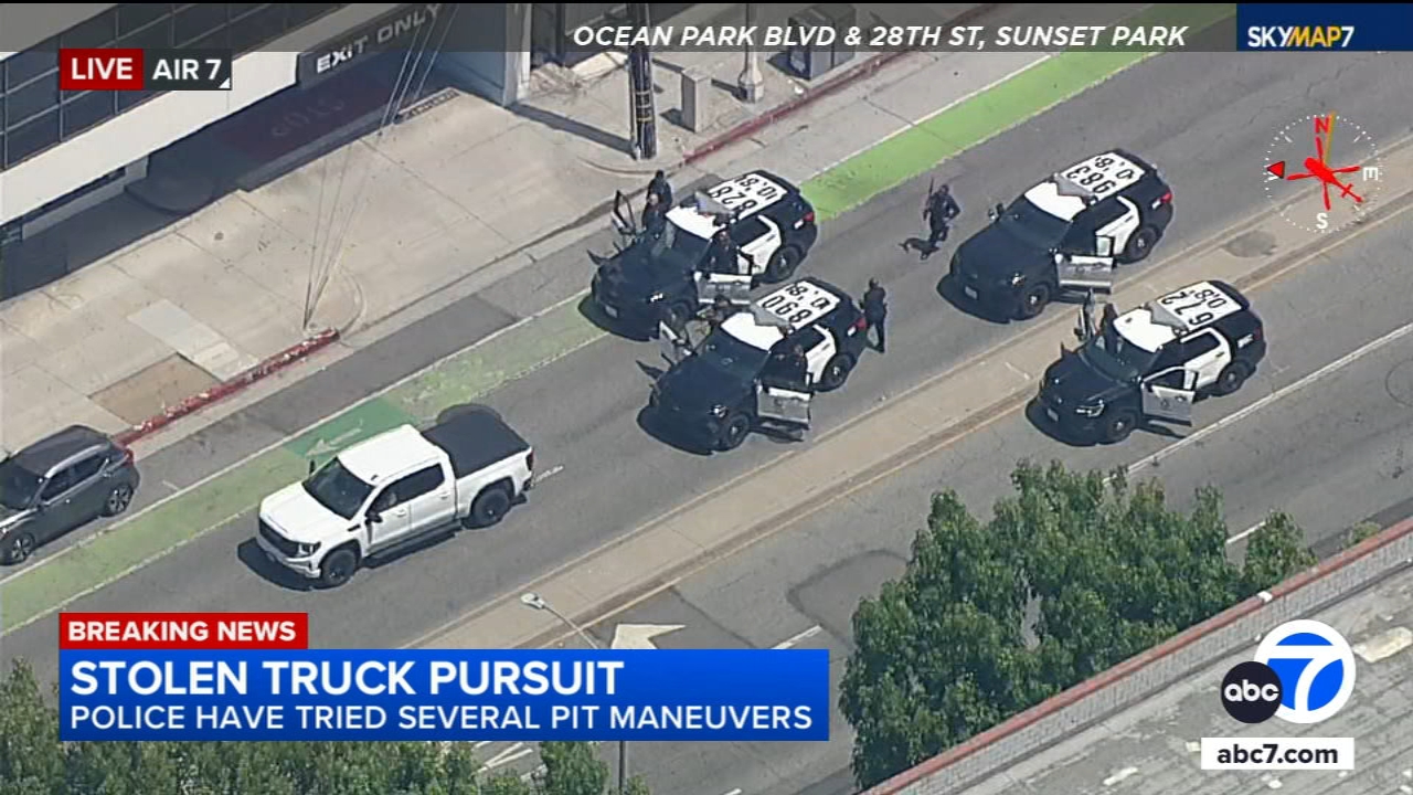 Driver of stolen pickup truck leads police LA's Westside