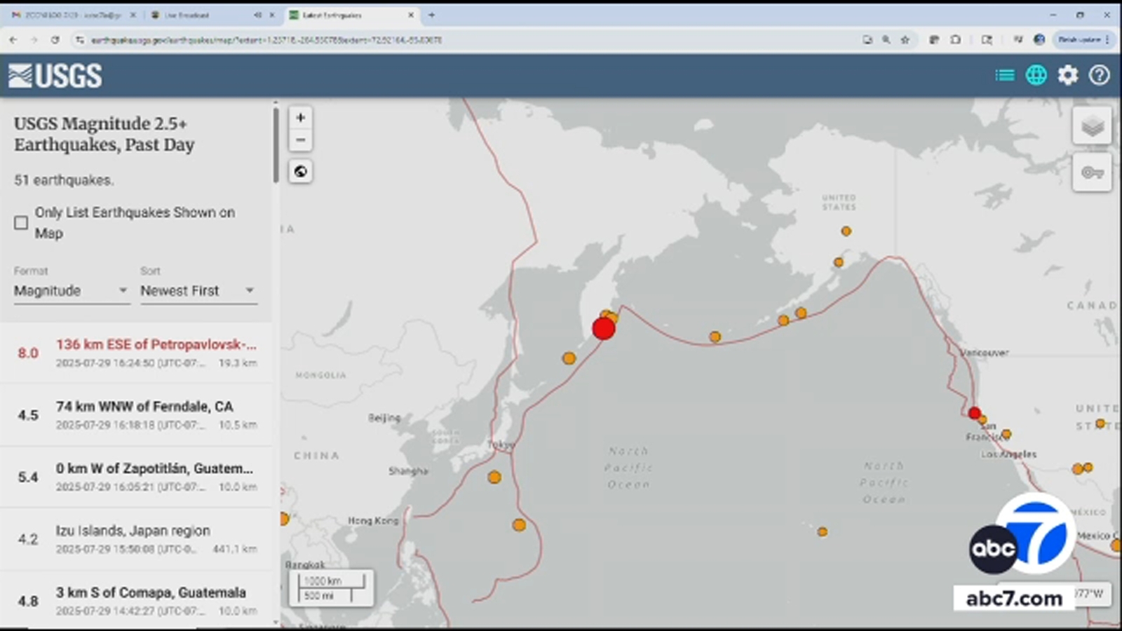 Tsunami watch issued for Hawaii, Alaska after 8.0 magnitude earthquake strikes near Russia