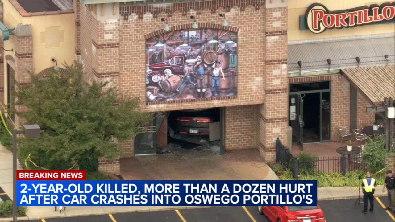 Toddler killed, 14 injured after car crashes into suburban Portillo's